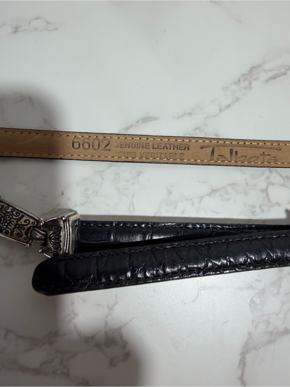 Talbot's Vintage Women's Black Leather Belt with Silver Filigree Accents - XS - Picture 9 of 12